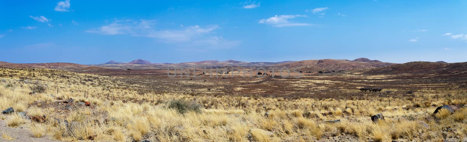 panorama of fantastic Namibia moonscape landscape, Hardap region