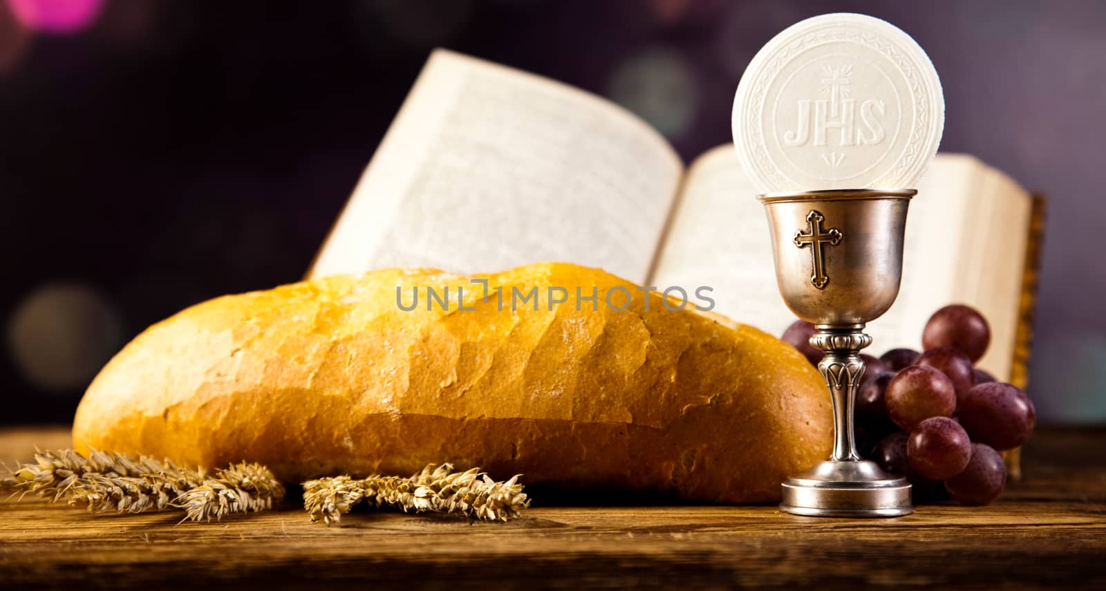 First communion, bright background, saturated concept