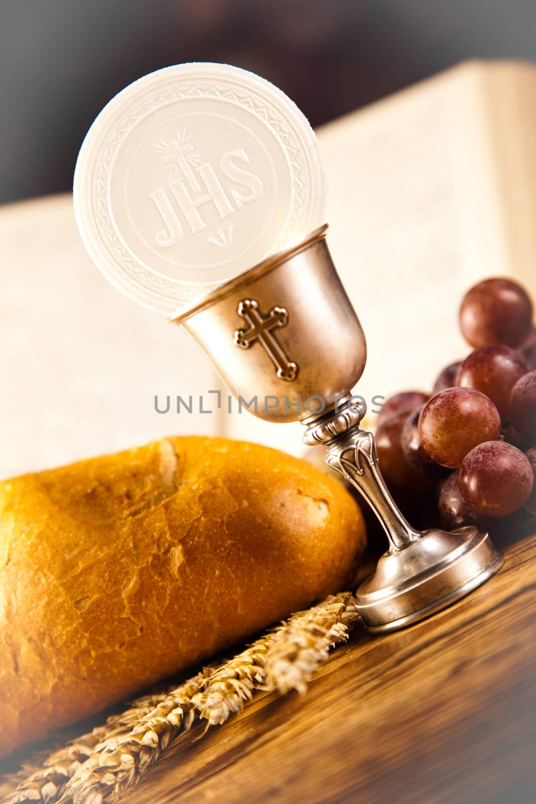 First communion, bright background, saturated concept