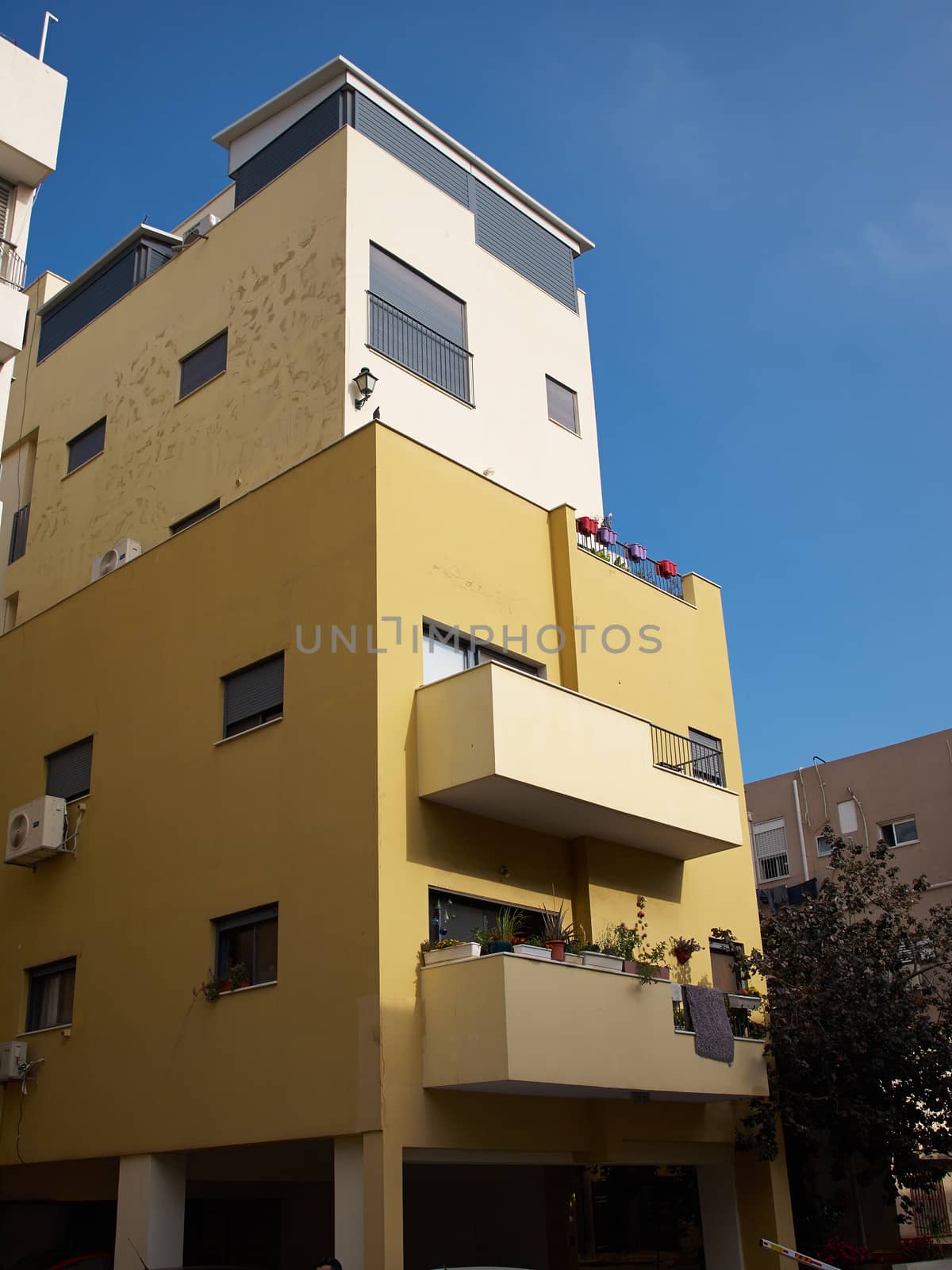 Old house In classical traditional Bauhaus style in the white city  Tel-Aviv Israel