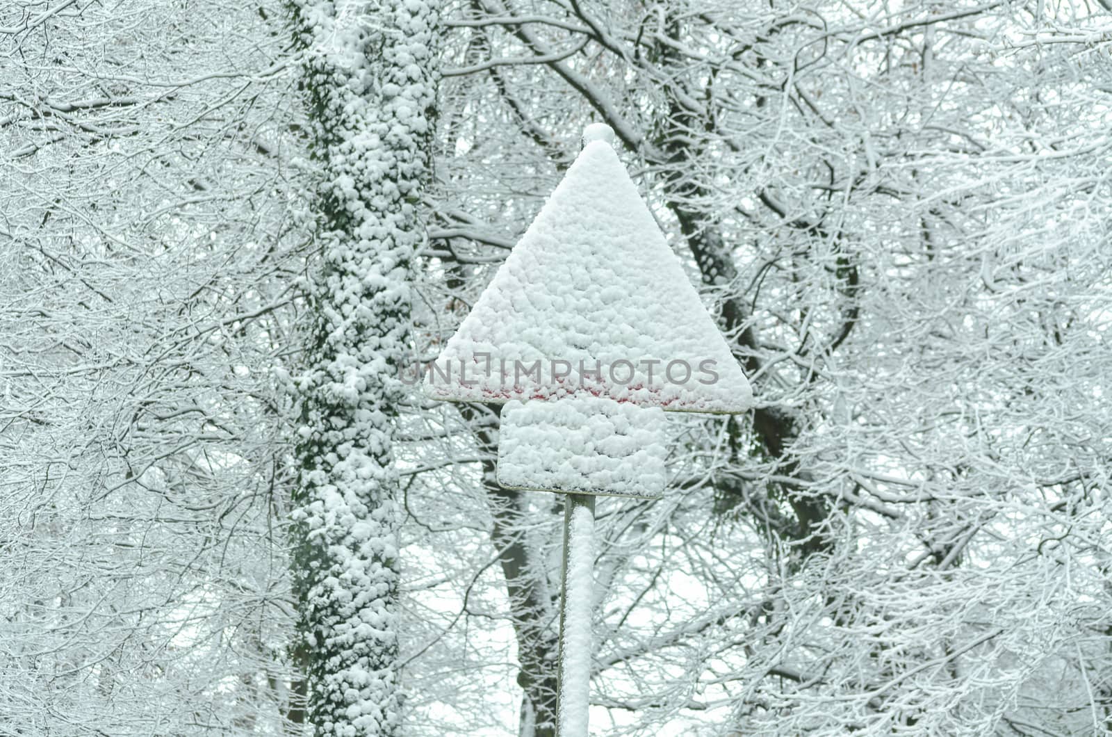 Traffic sign covered by snow by JFsPic