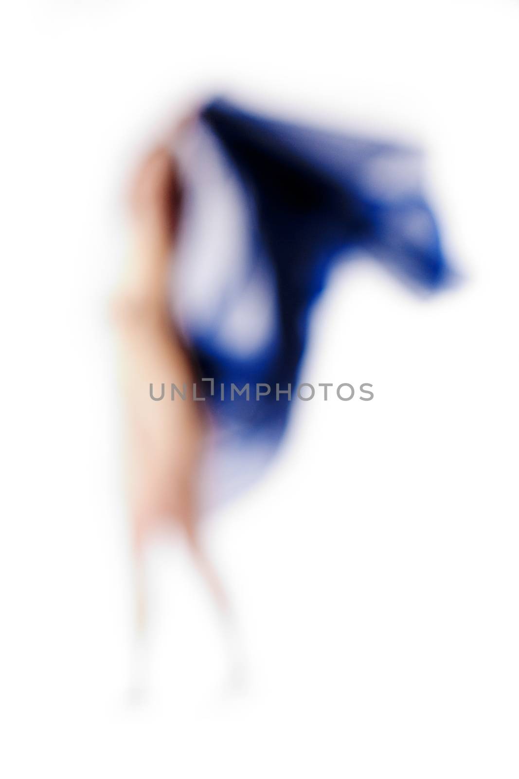 Out of Focus Image of a Woman with Blue Cloth by courtyardpix