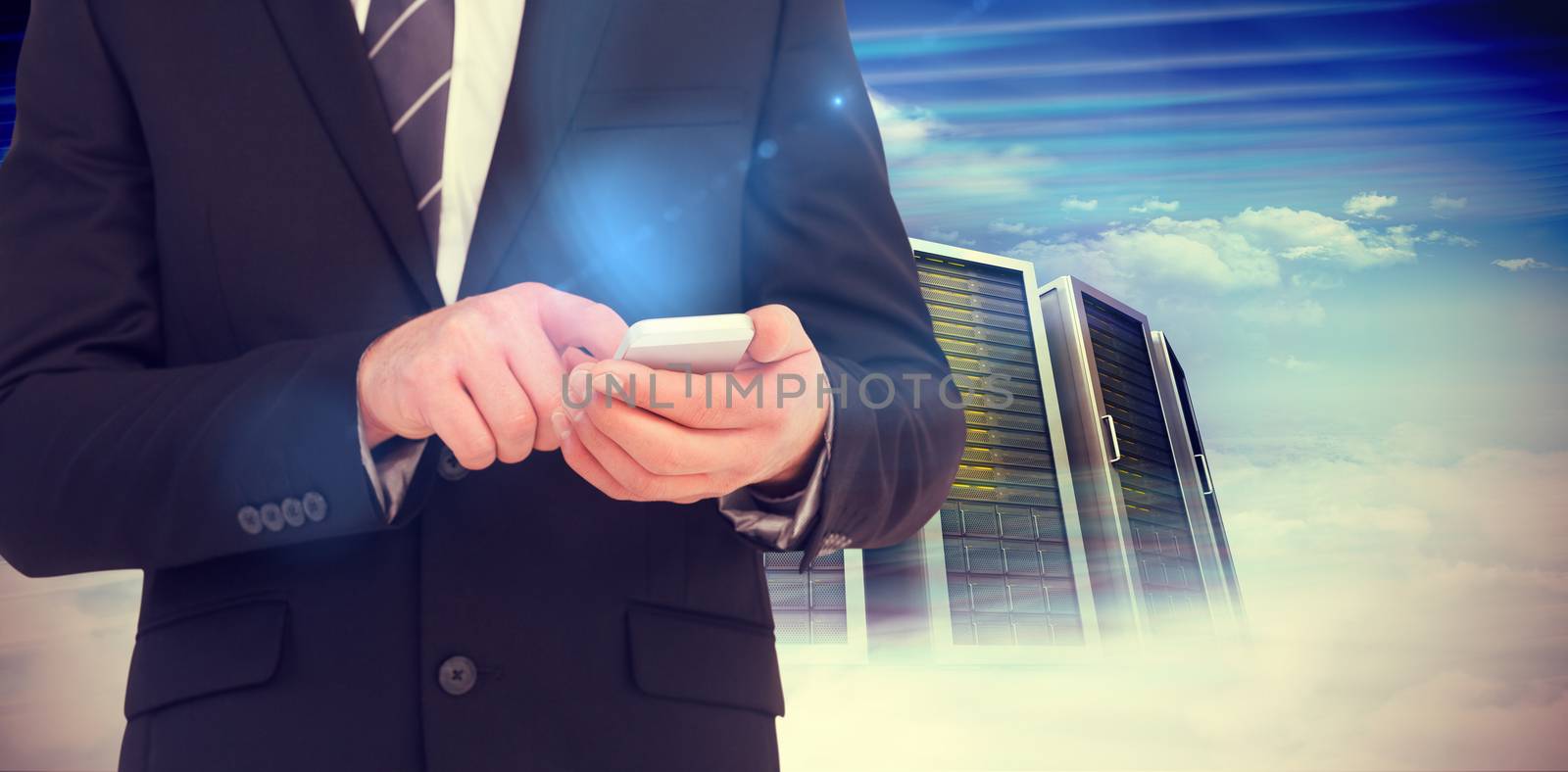 Composite image of businessman sending a text message by Wavebreakmedia