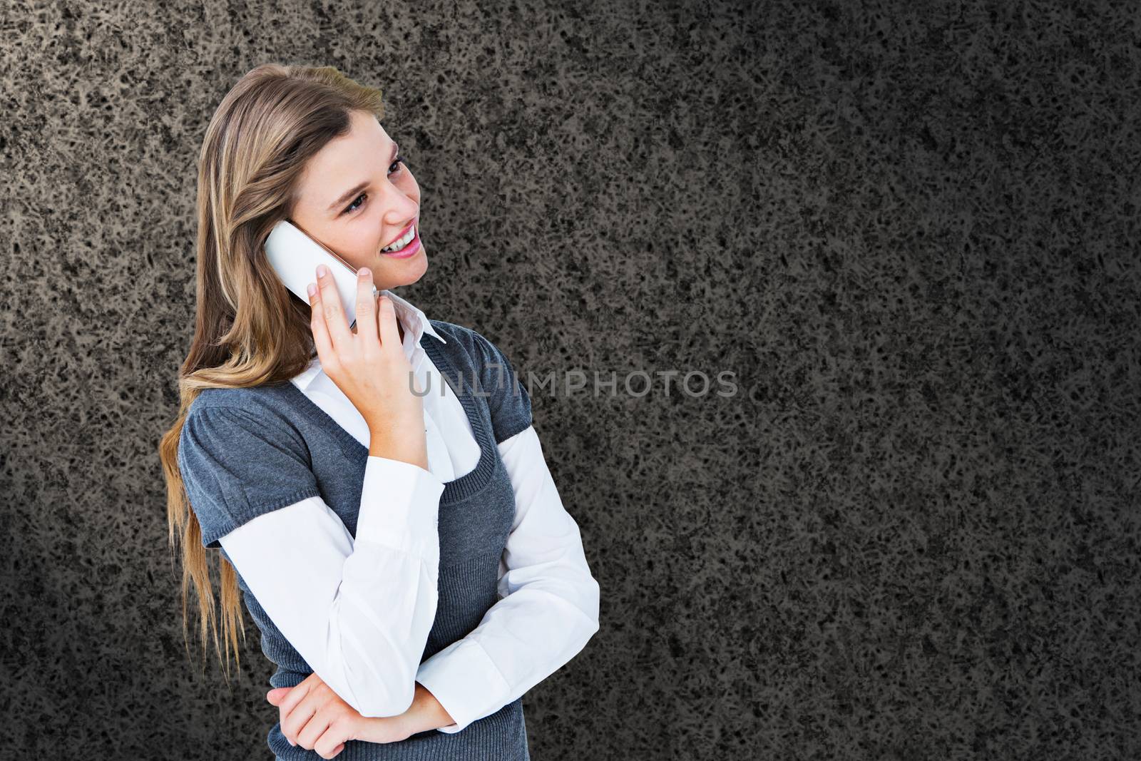 Composite image of happy blonde on the phone  by Wavebreakmedia