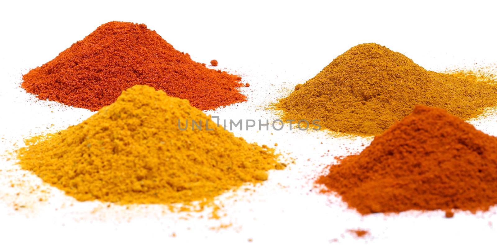 Ingredients. Colorful spices on a white background