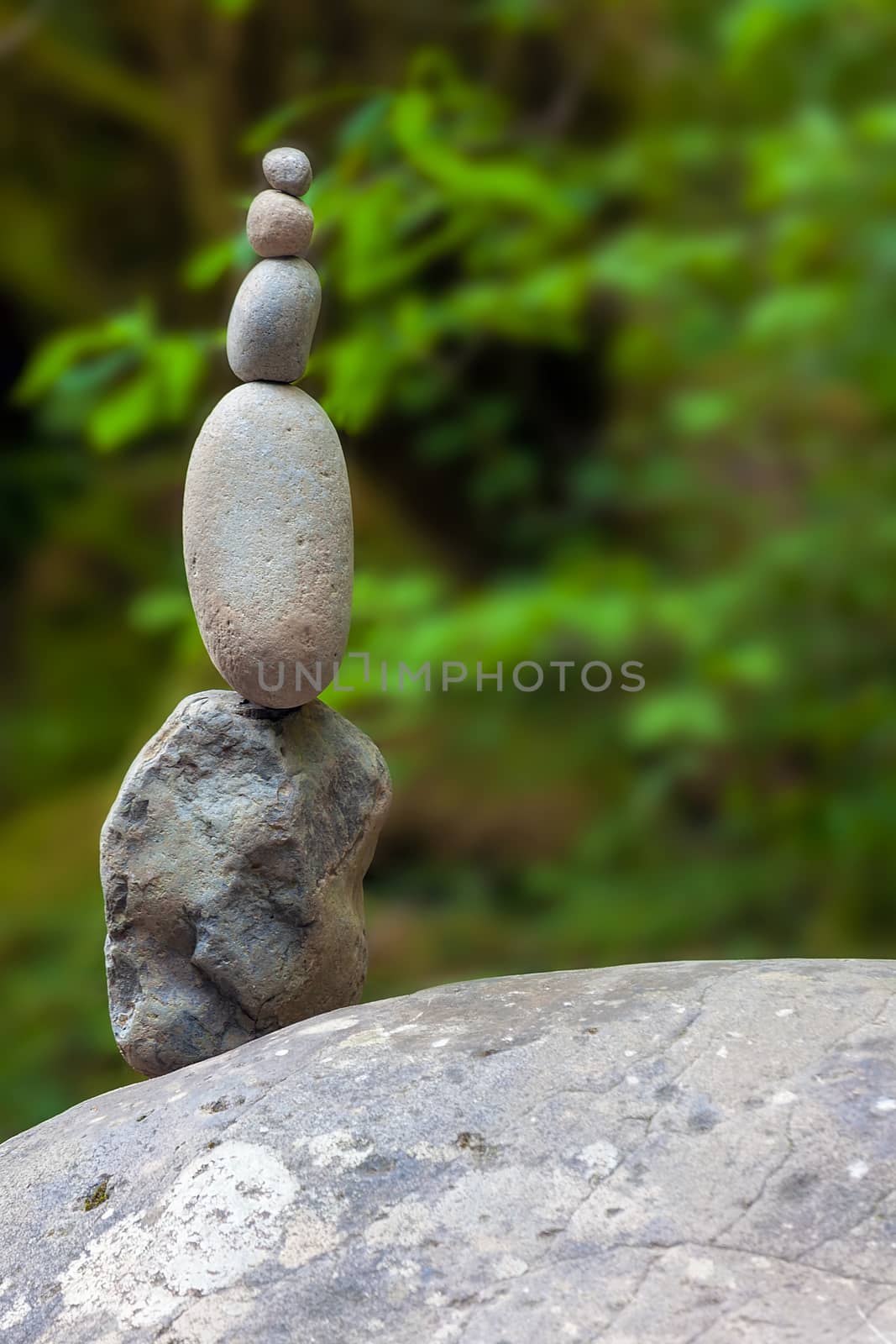 Balancing Stone Pebble Rocks Against Blurred Background