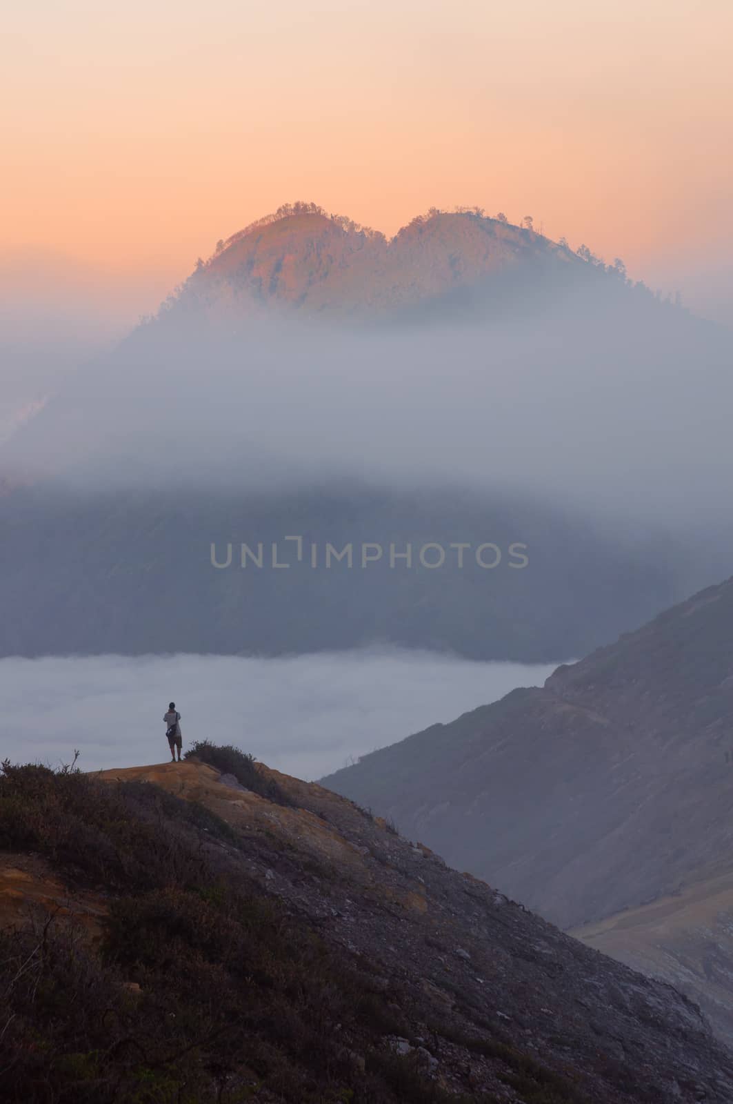 Ijen volcano in East Java in Indonesia. It's famous for sulfur mining and acid lake.