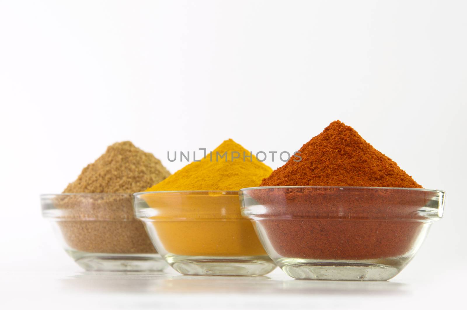 Chilli Powder, Turmeric Powder & Coriander powder in Bowl.