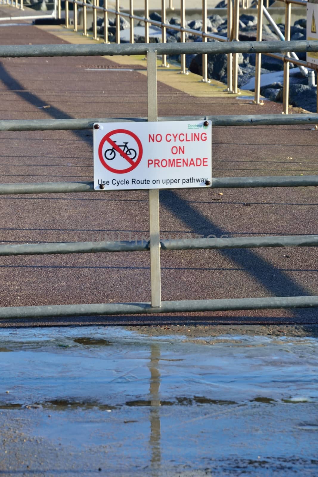 No Cycling on promenade sign