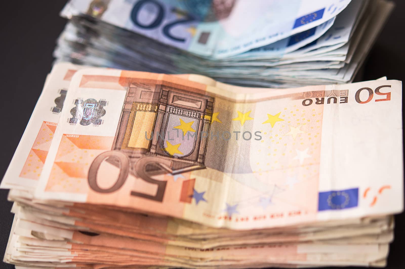 Euro banknotes in macro view