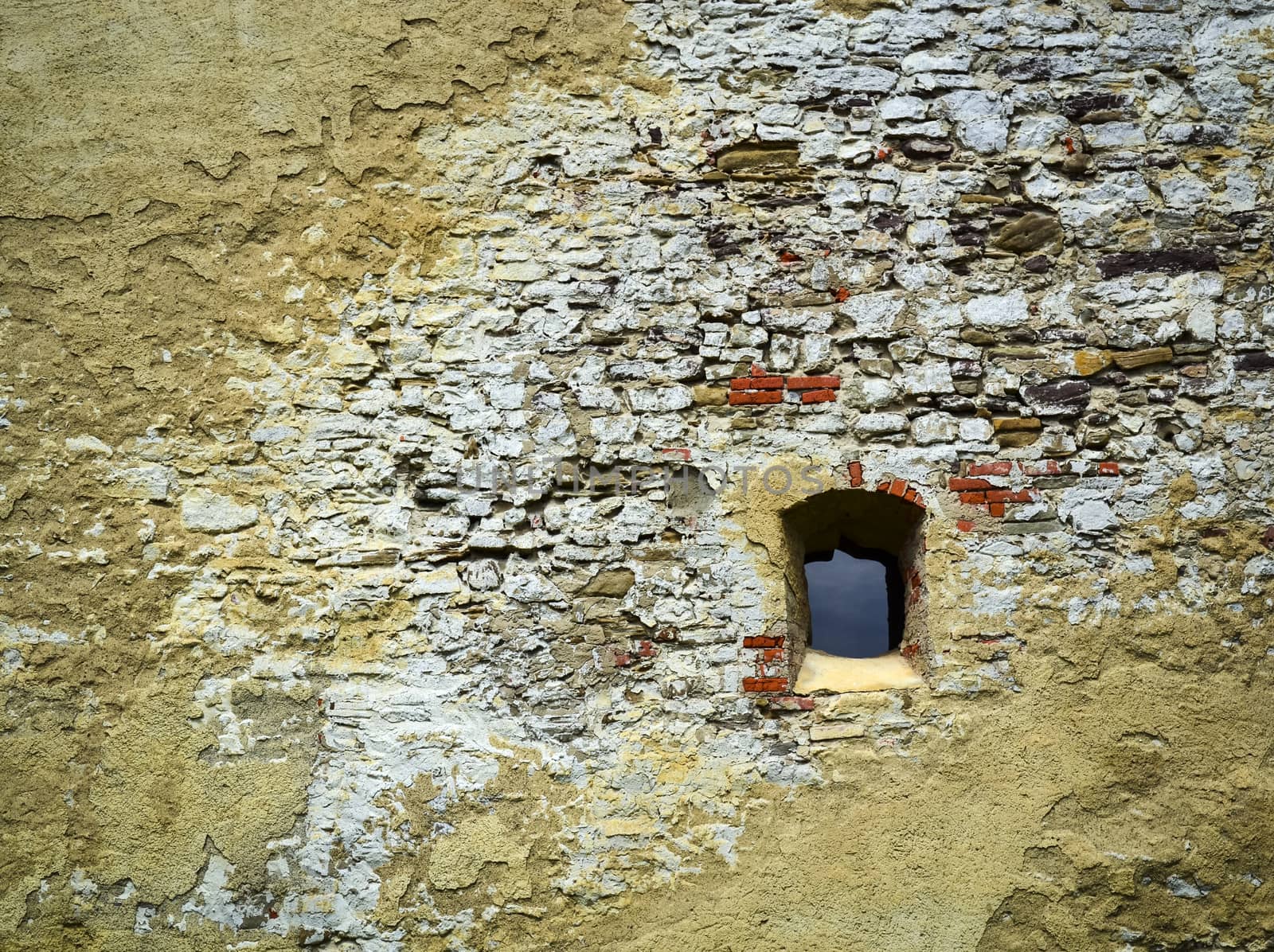 background old historic castle wall with window