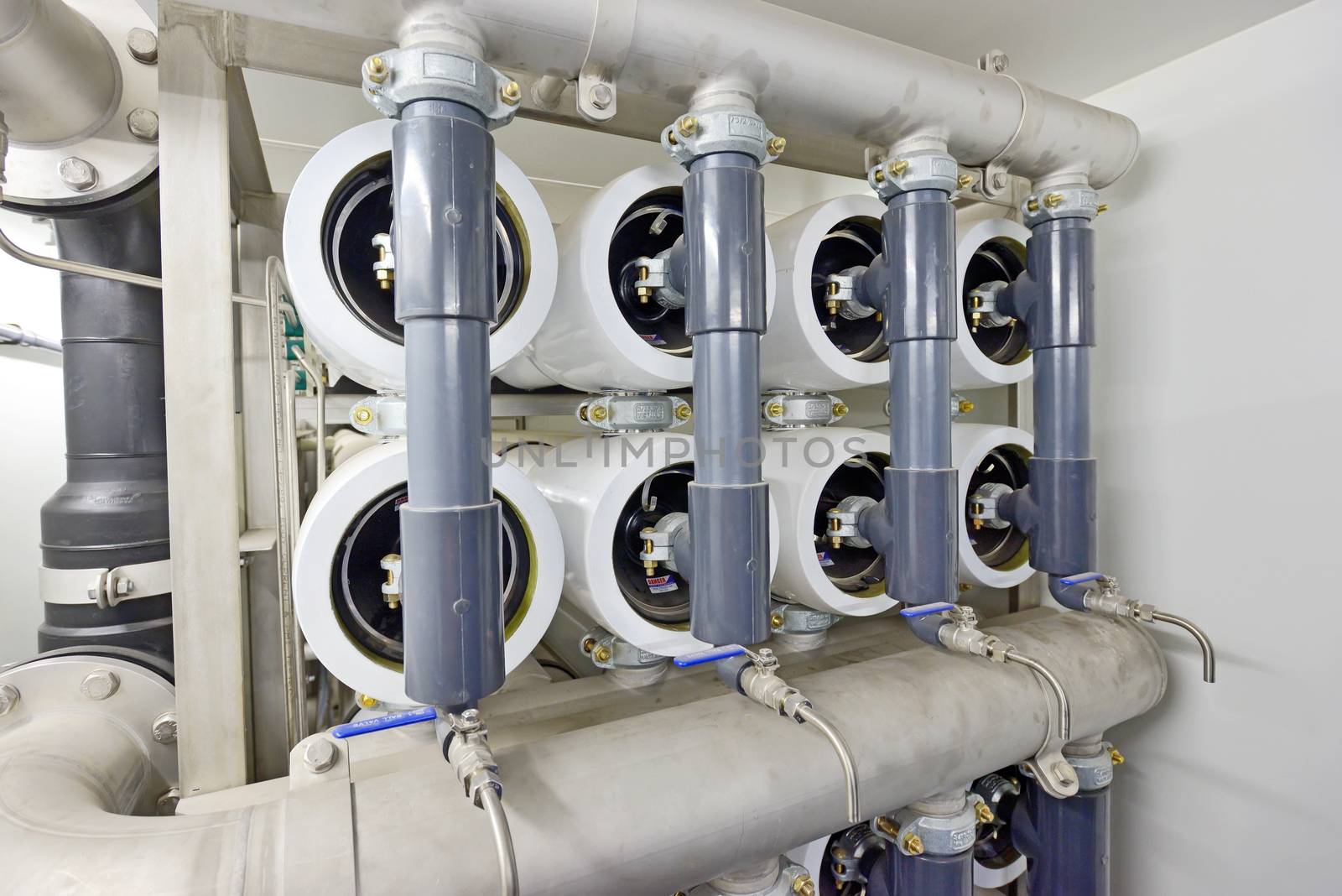 reverse osmosis equipment inside of plant 