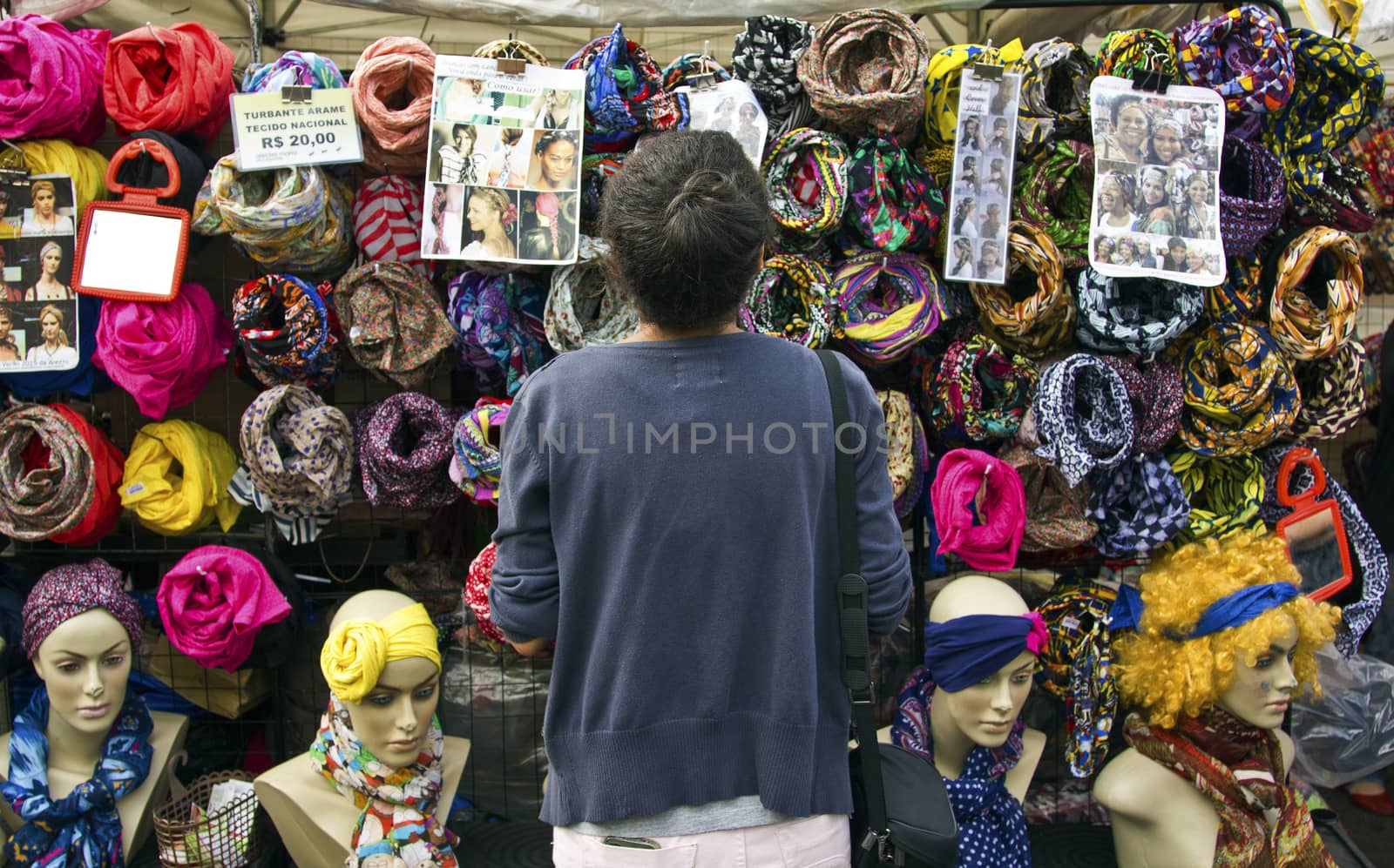 SAO PAULO, BRAZIL - MAY 17, 2015: An unidentified woman in street in Sao Paulo downtown.