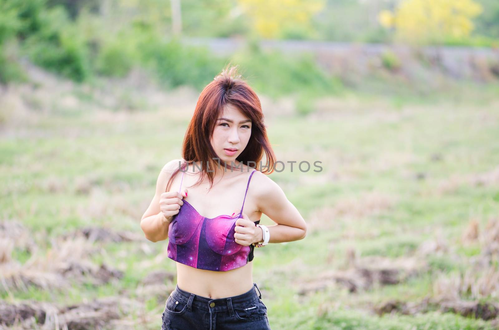 Portrait of charming woman, model is a asian girl.