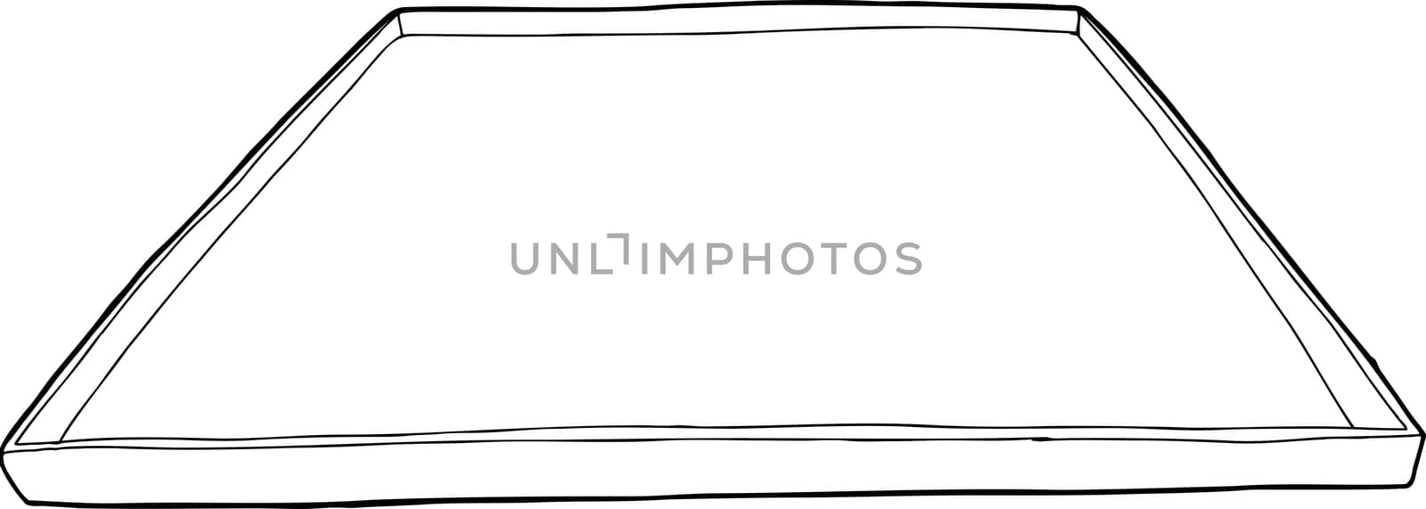 Outline of single empty tray over white background