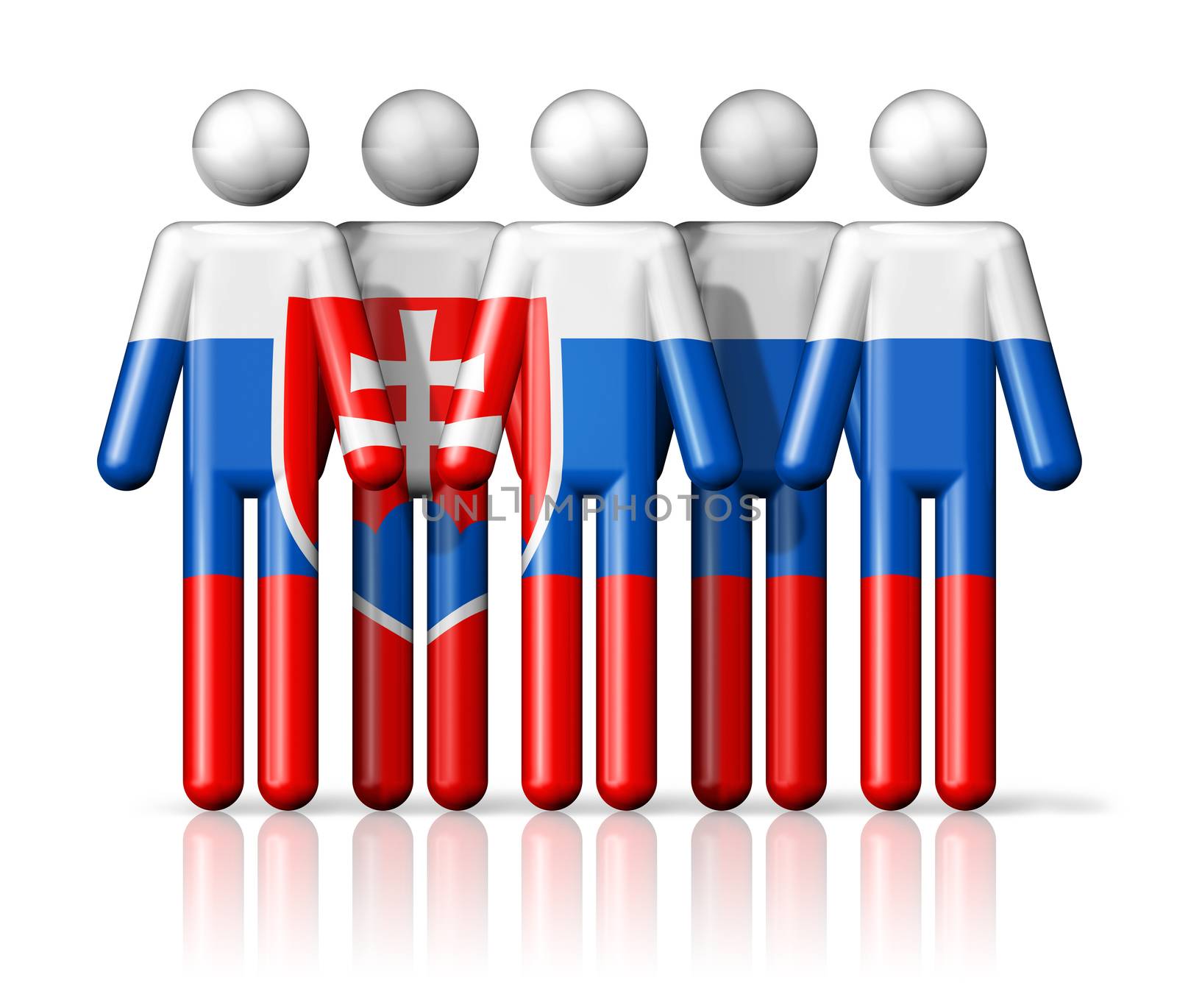 Flag of Slovakia on stick figure - national and social community symbol 3D icon