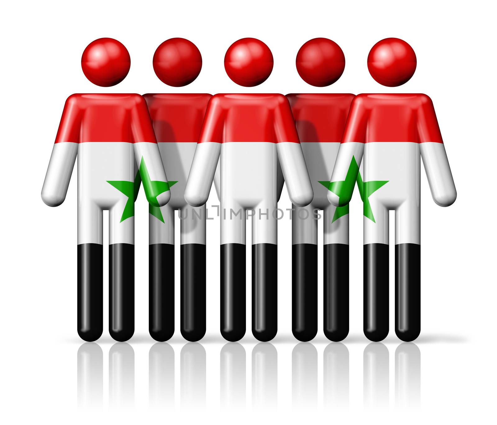 Flag of Syria on stick figure - national and social community symbol 3D icon
