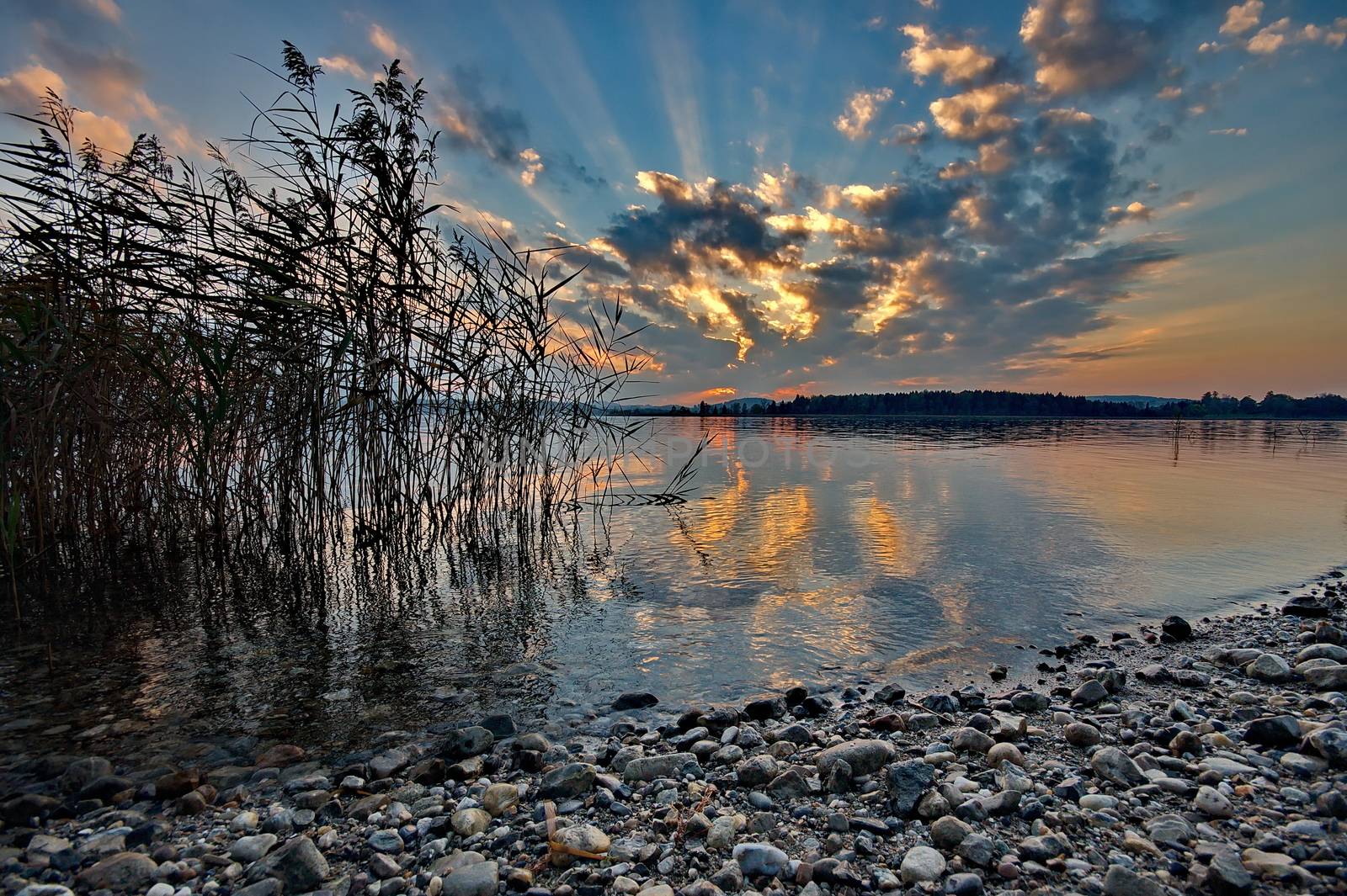 Sunset at lake Chiemsee in Germany