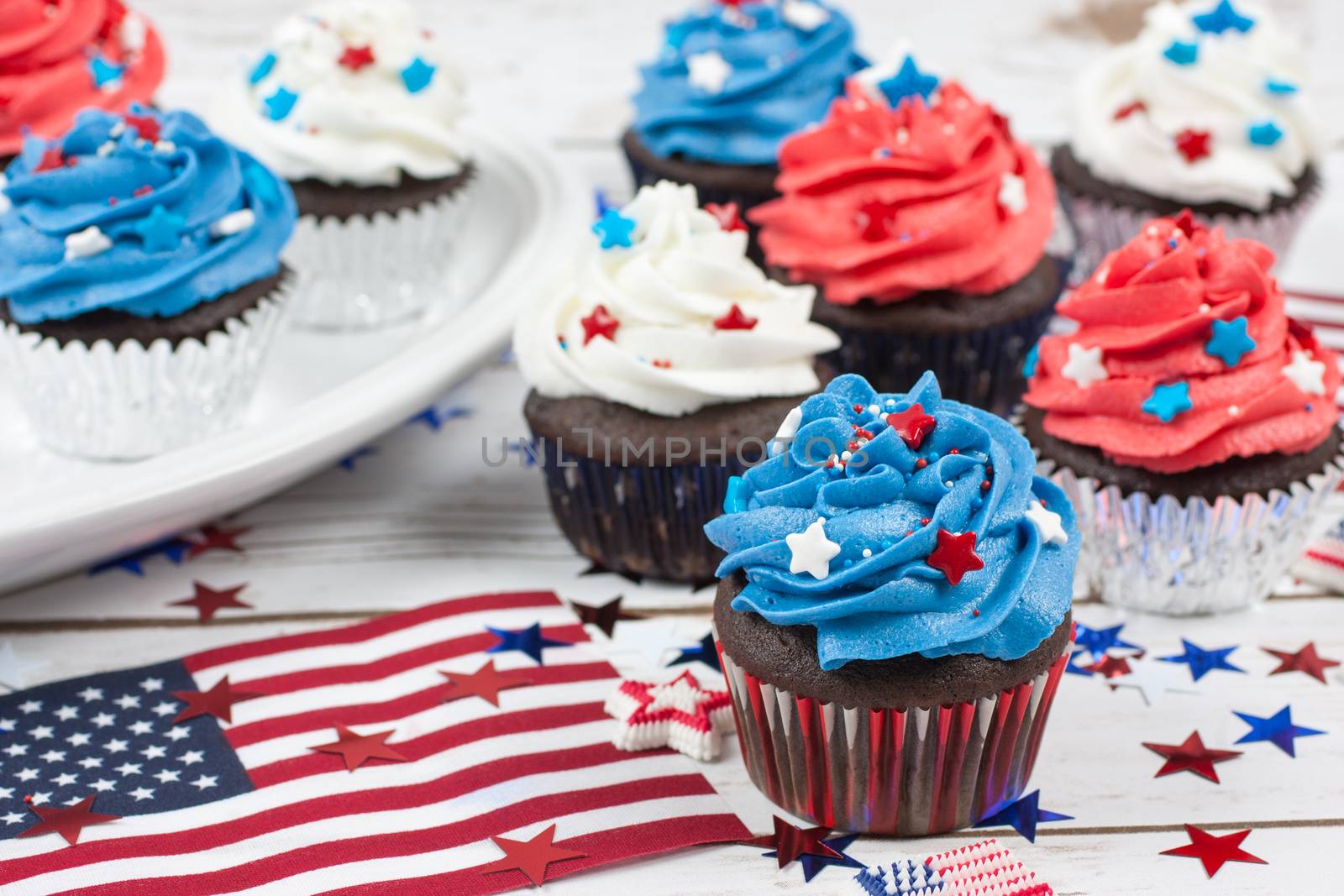 Patriotic Chocolate Cupcakes by SouthernLightStudios