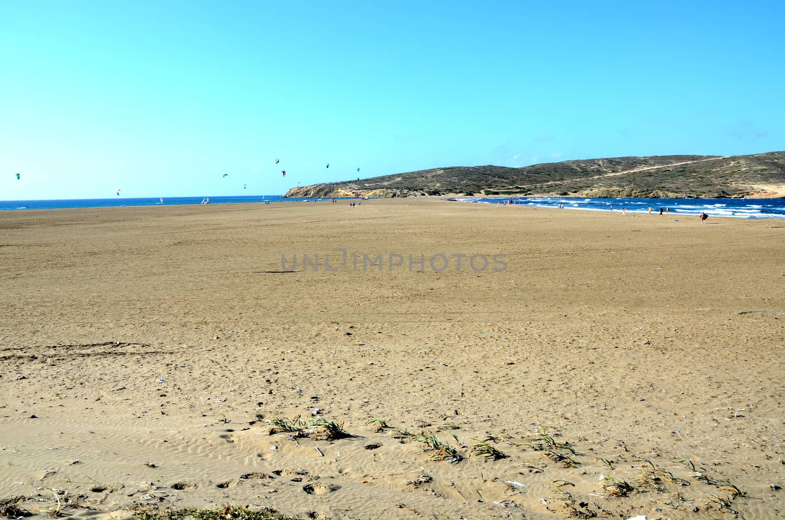 South of Rhodes Island - Parsonisi, foreland, border between Aegon Sea and Mediterranean Sea. Big, open beach. 