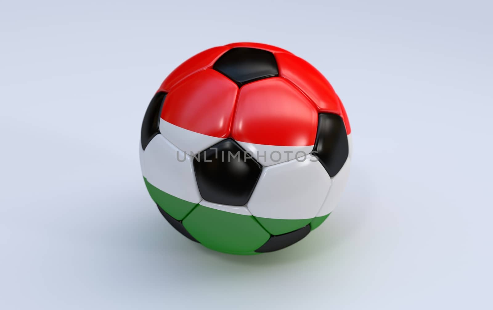 Hungary flag on soccer, football ball on white background