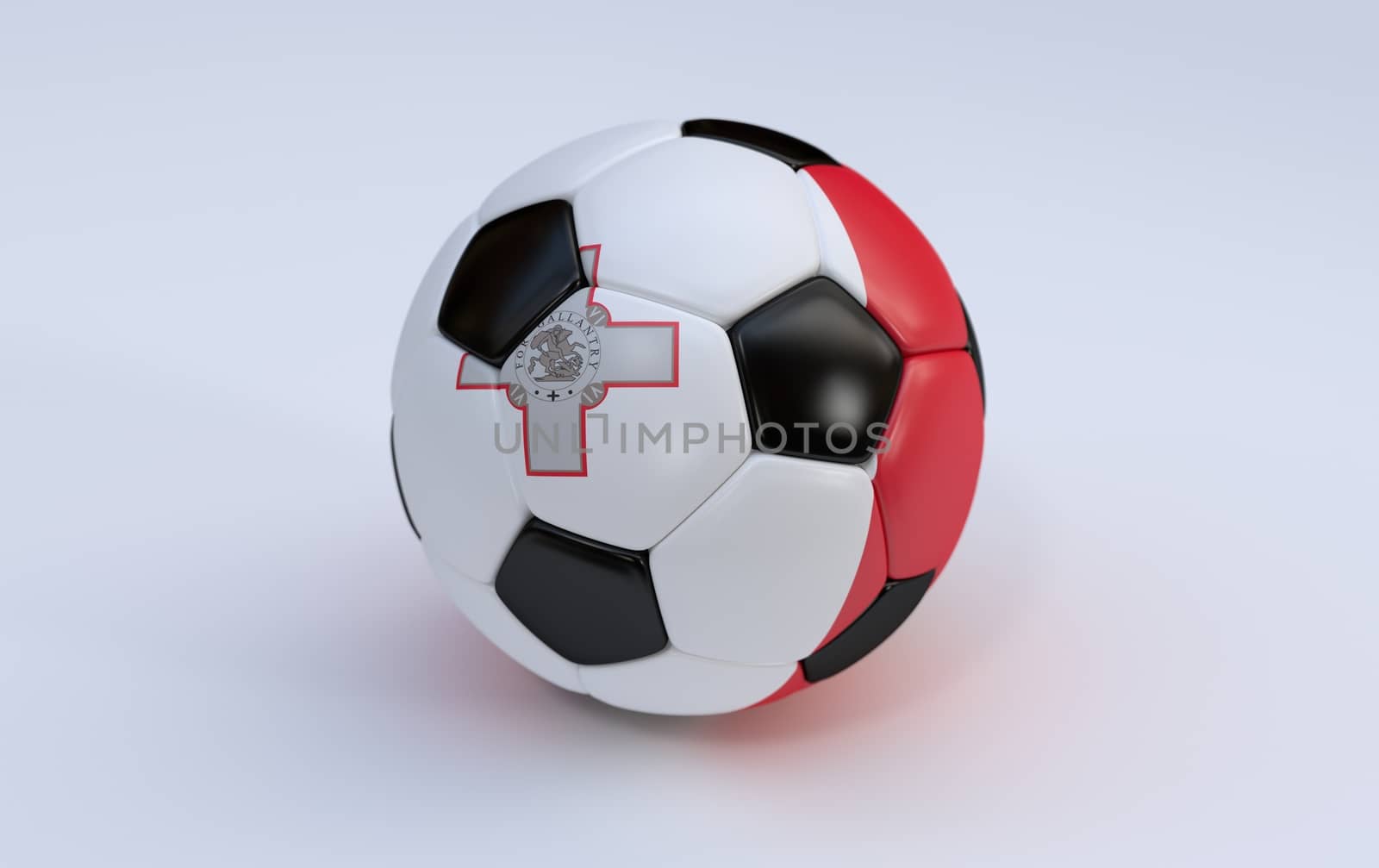 Malta flag on soccer, football ball on white background