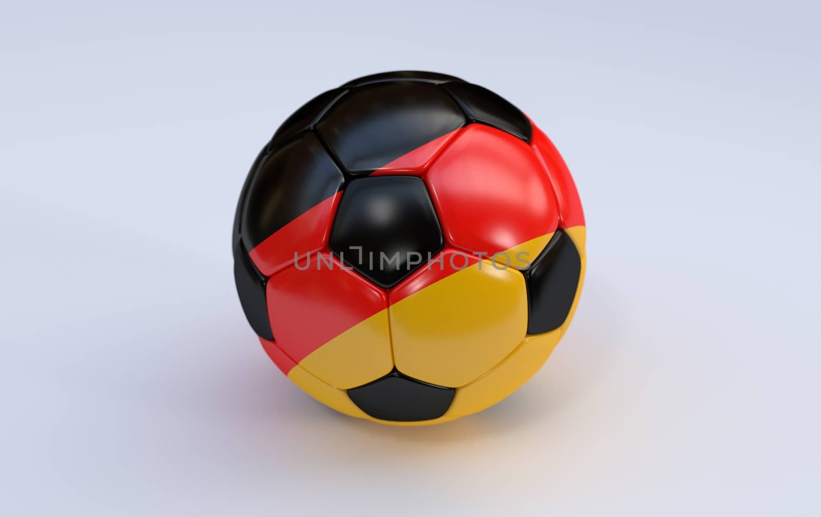 Germany flag on soccer, football ball on white background