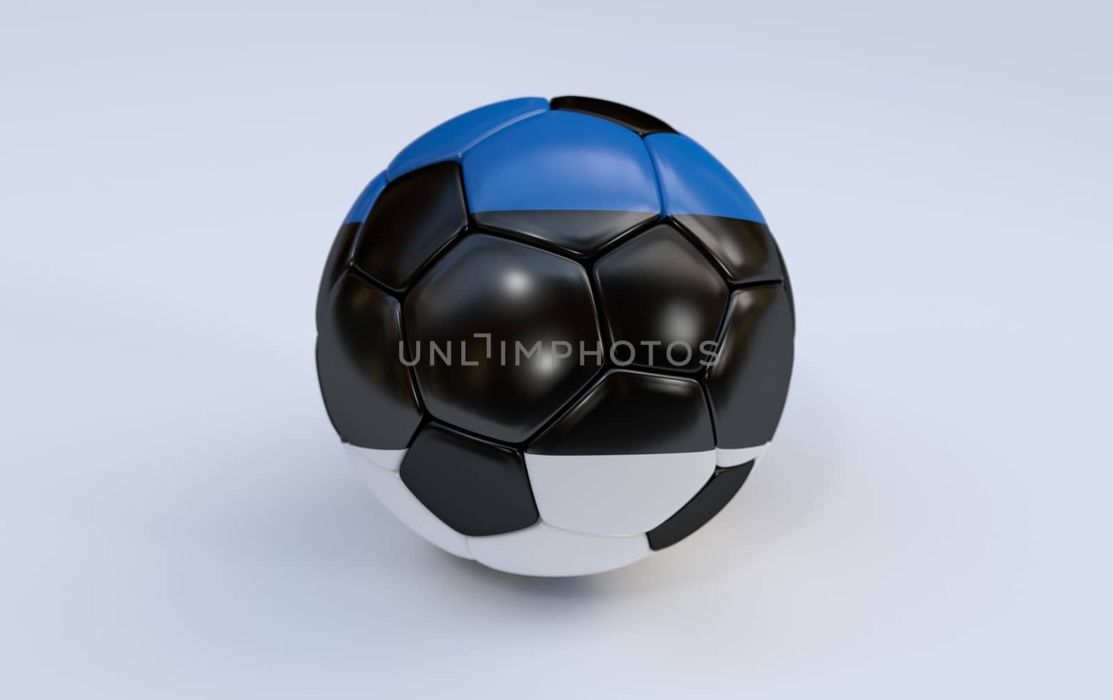Estonia flag on soccer, football ball on white background