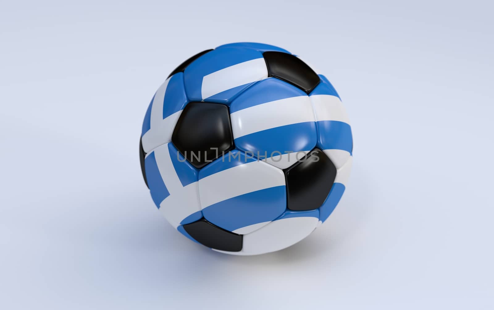 Greece flag on soccer, football ball on white background