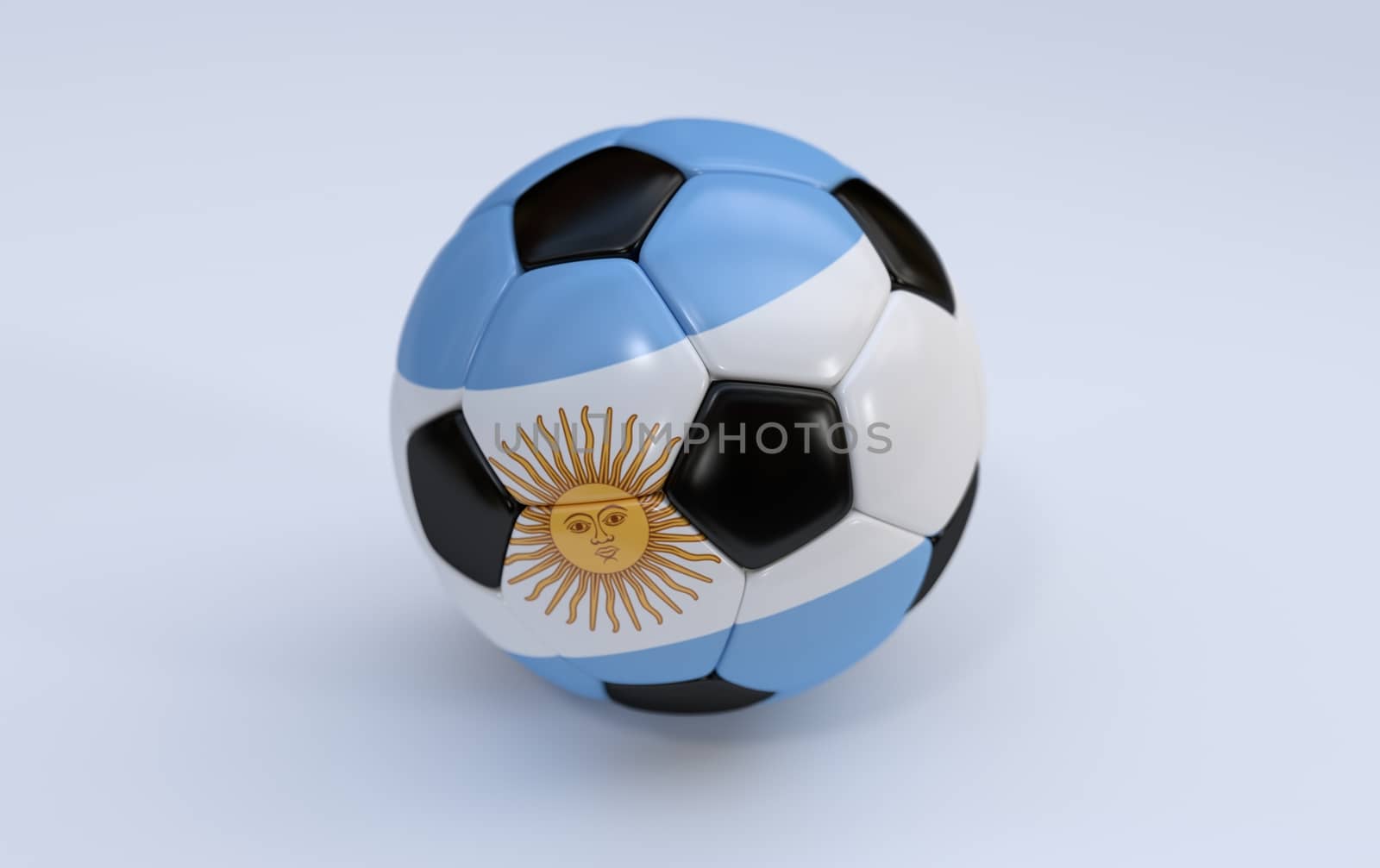 Argentina flag on soccer, football ball on white background