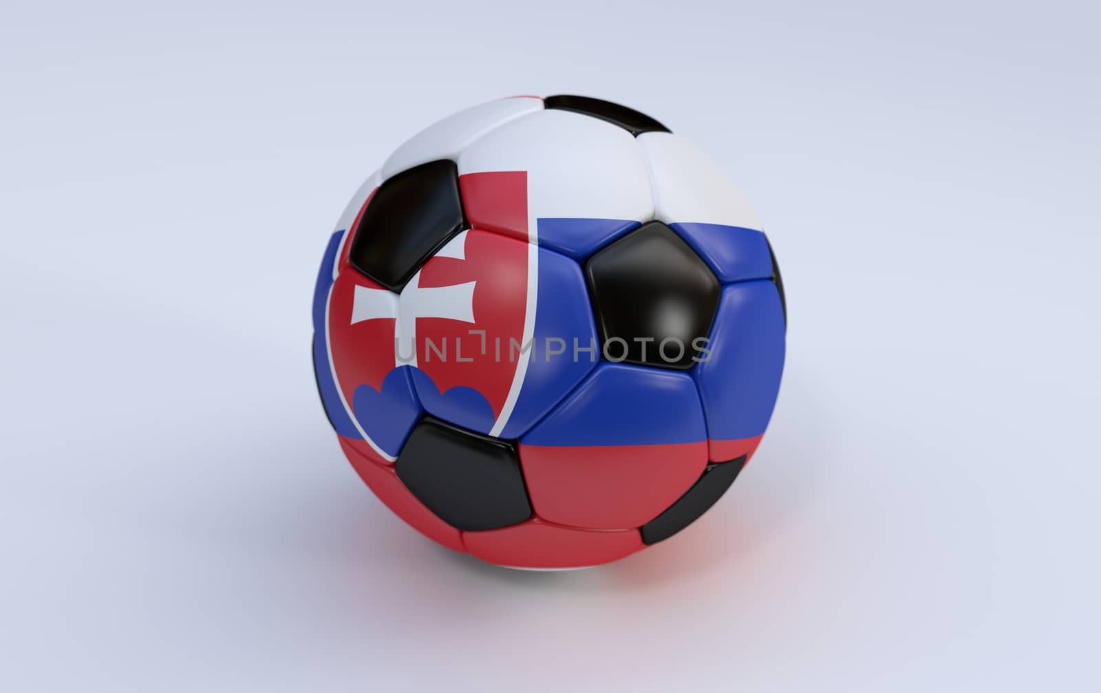 Slovakia flag on soccer, football ball on white background