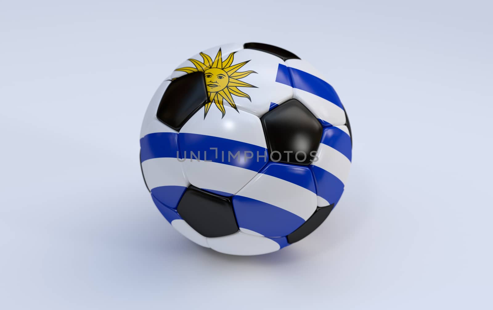 Uruguay flag on soccer, football ball on white background