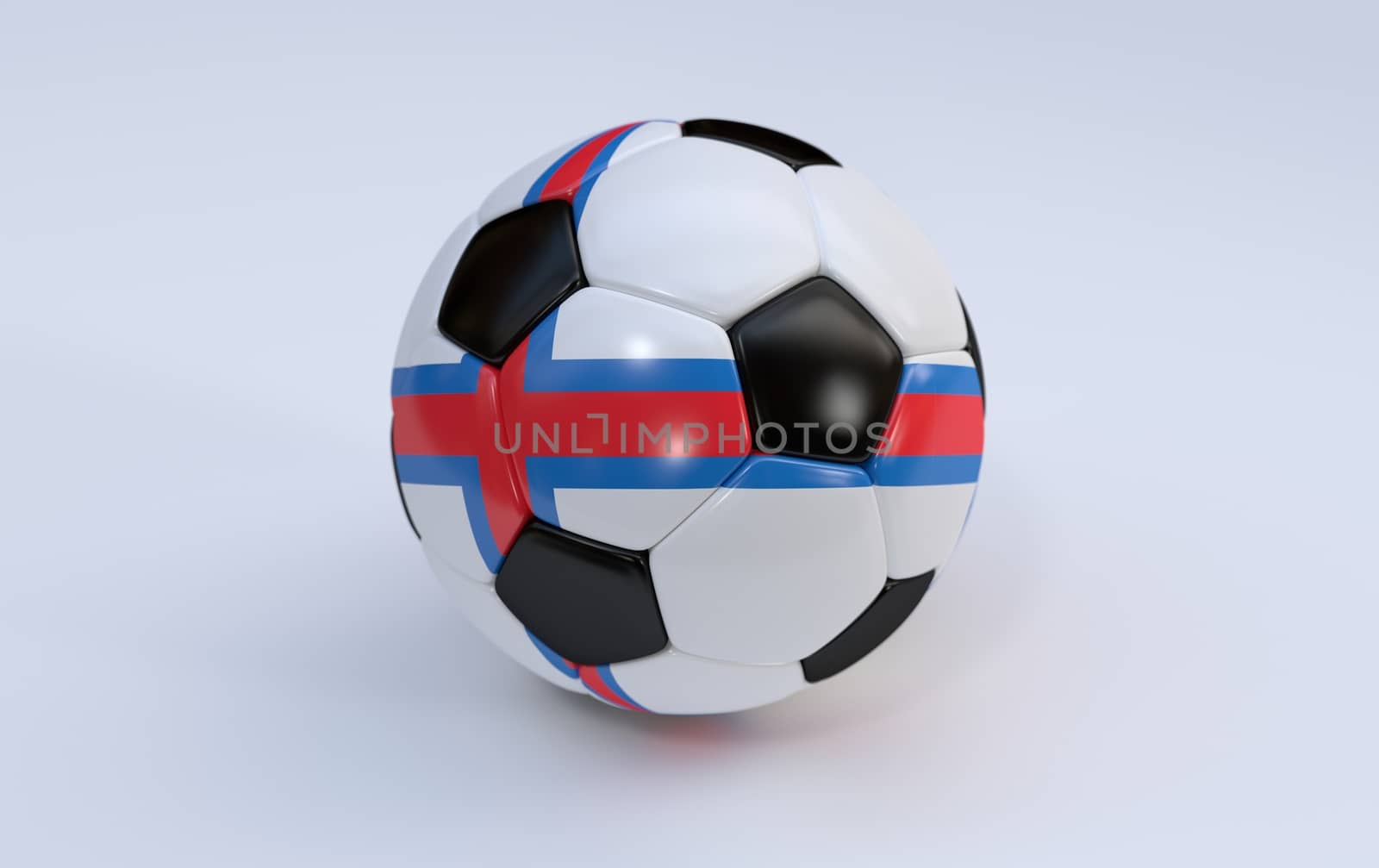Faroe Islands flag on soccer, football ball on white background