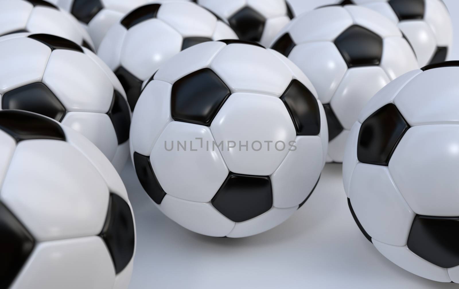 Championship soccer, football balls on white background