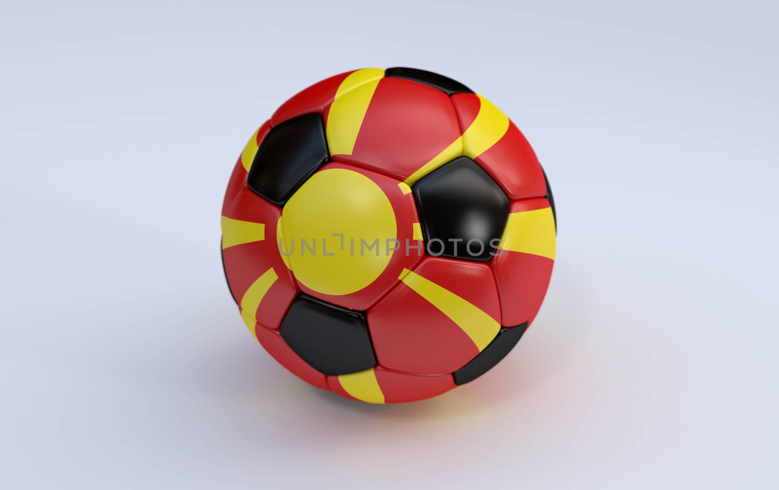 Macedonia flag on soccer, football ball on white background