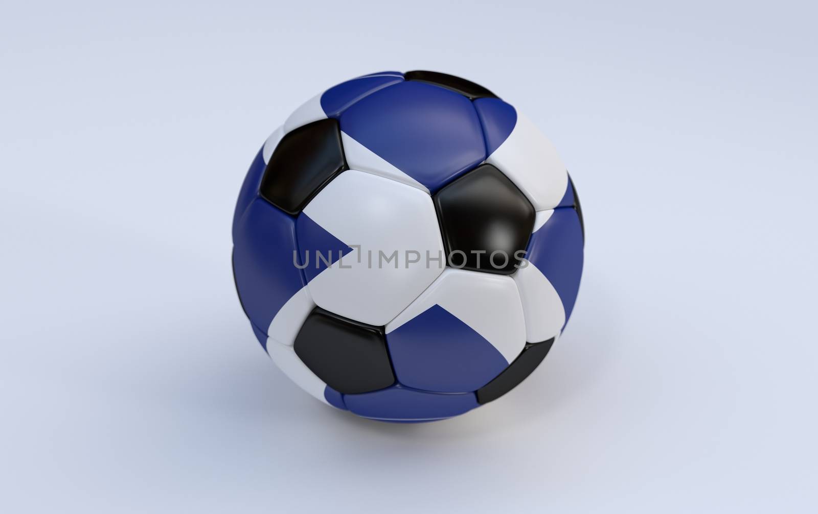 Scotland flag on soccer, football ball on white background