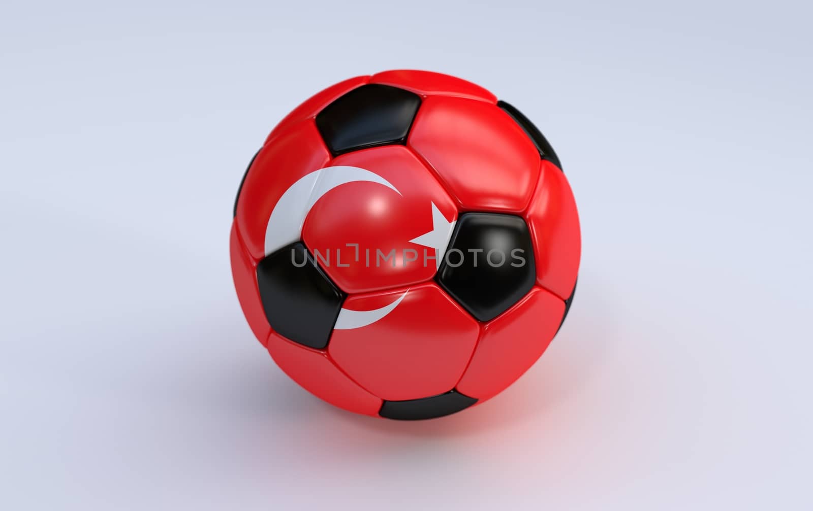 Turkey flag on soccer, football ball on white background