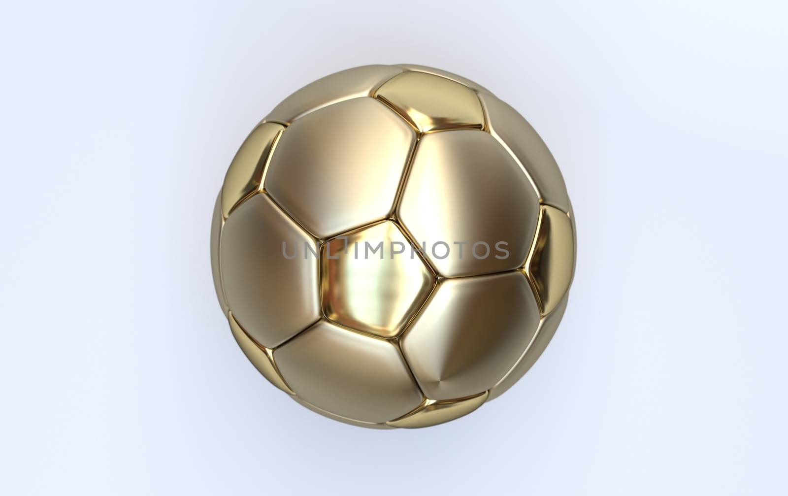 Gold championship soccer, football ball on white background