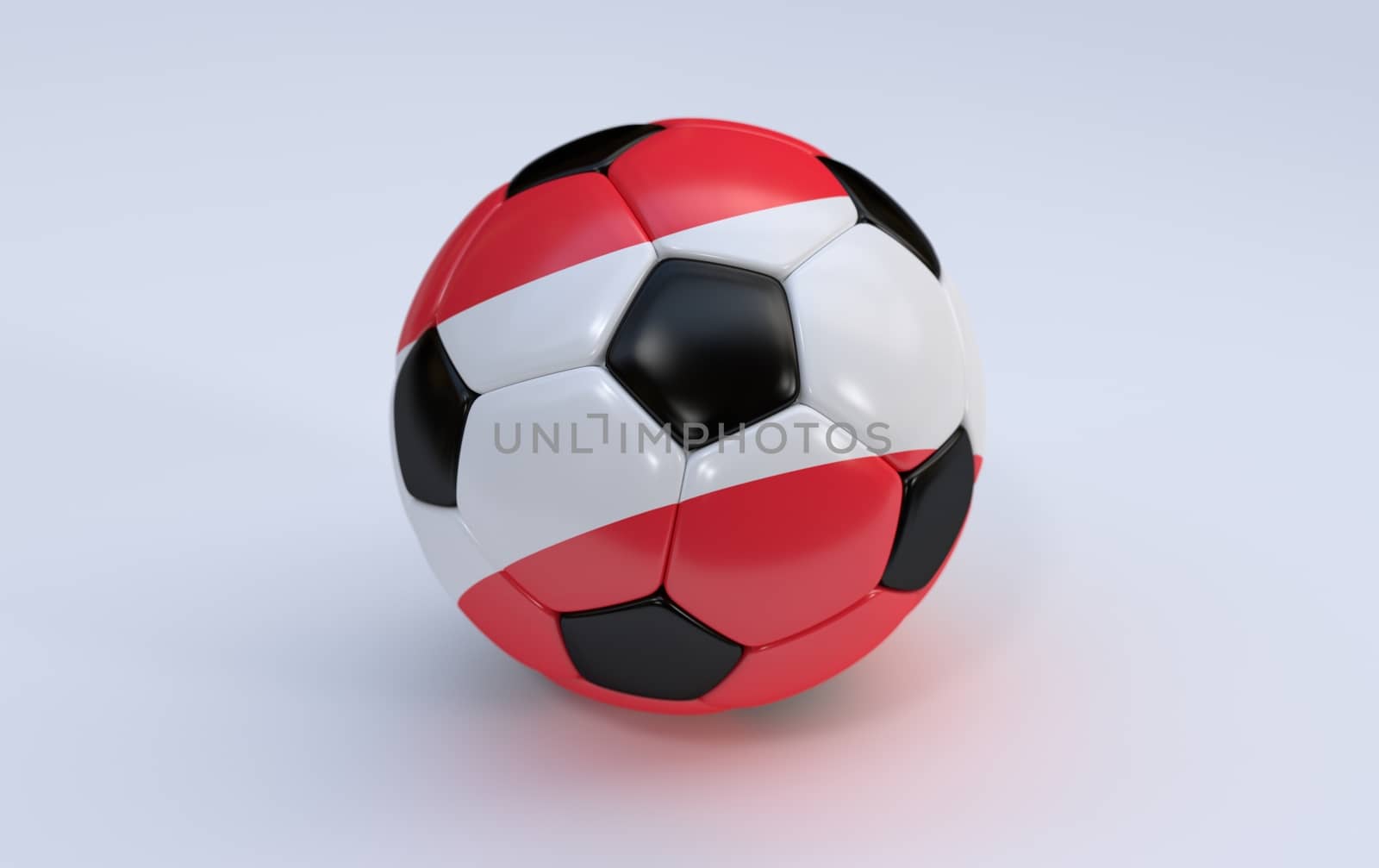Austria flag on soccer, football ball on white background
