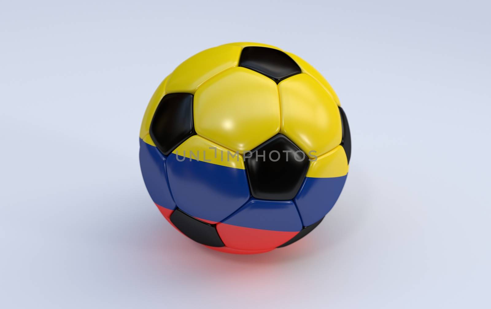 Colombia flag on soccer, football ball on white background