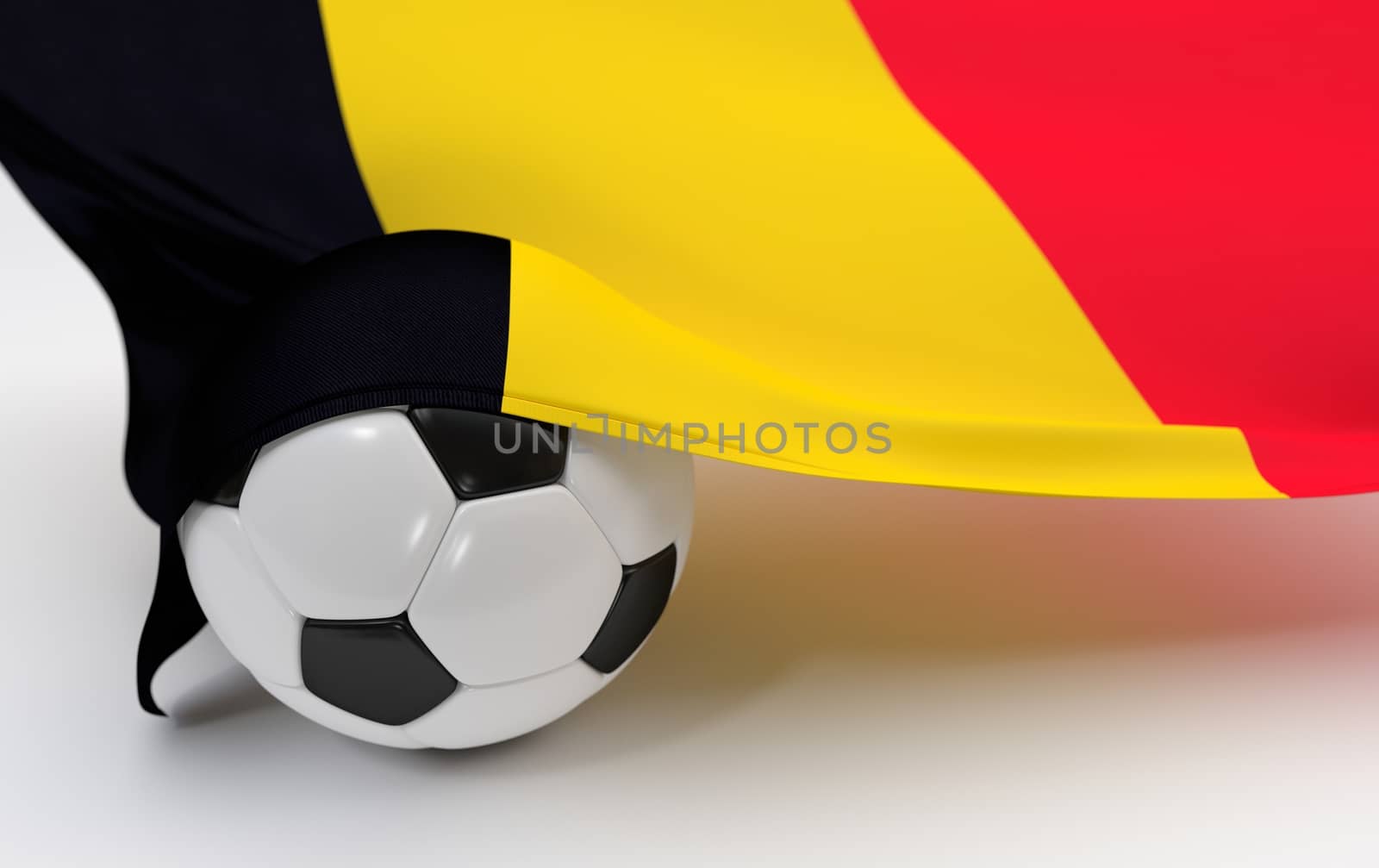 Belgium flag and soccer ball on white backgrounds
