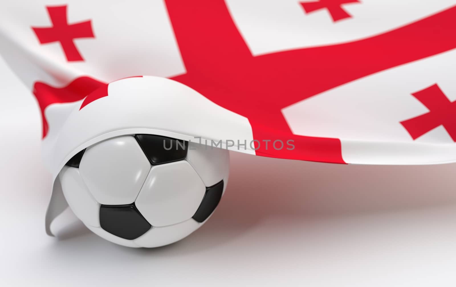 Georgia flag and soccer ball on white backgrounds
