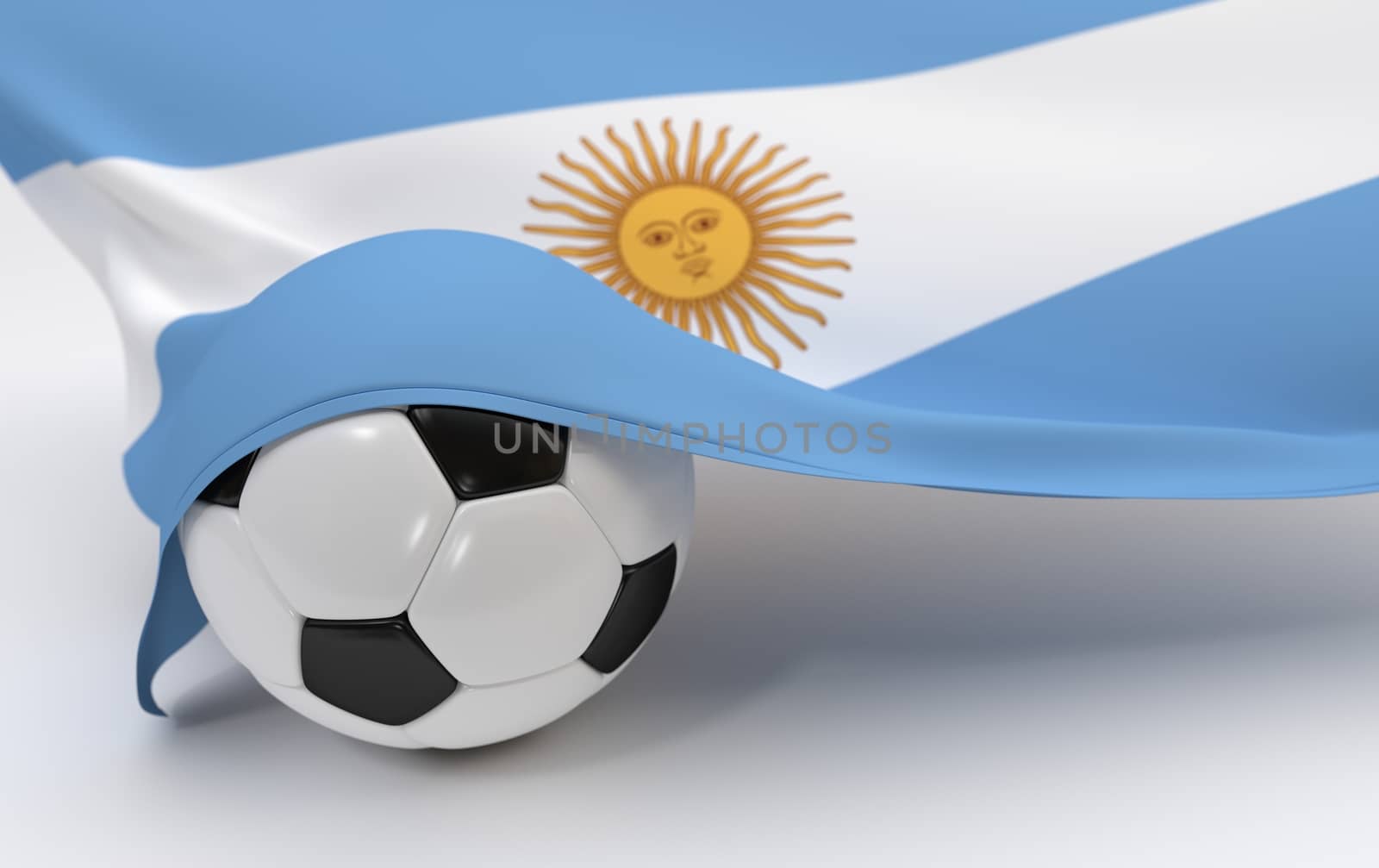 Argrntina flag and soccer ball on white backgrounds