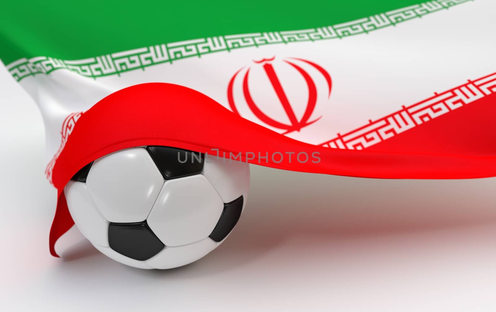 Iran flag with championship soccer ball by Barbraford