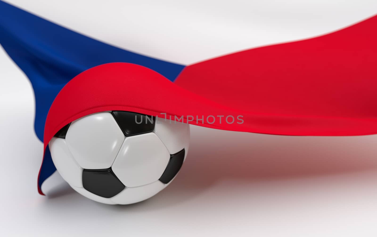 Czech Republic flag and soccer ball on white backgrounds