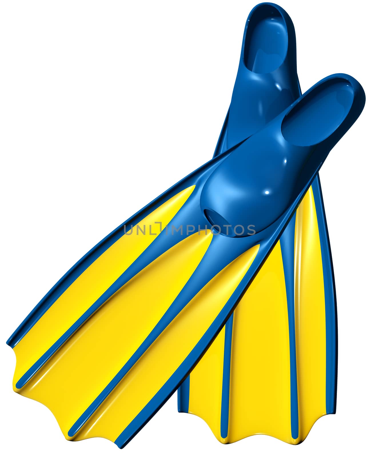 swim fins with blue rubber and yellow plastic by merzavka