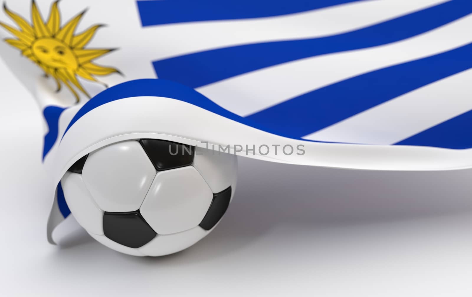 Uruguay flag with championship soccer ball by Barbraford
