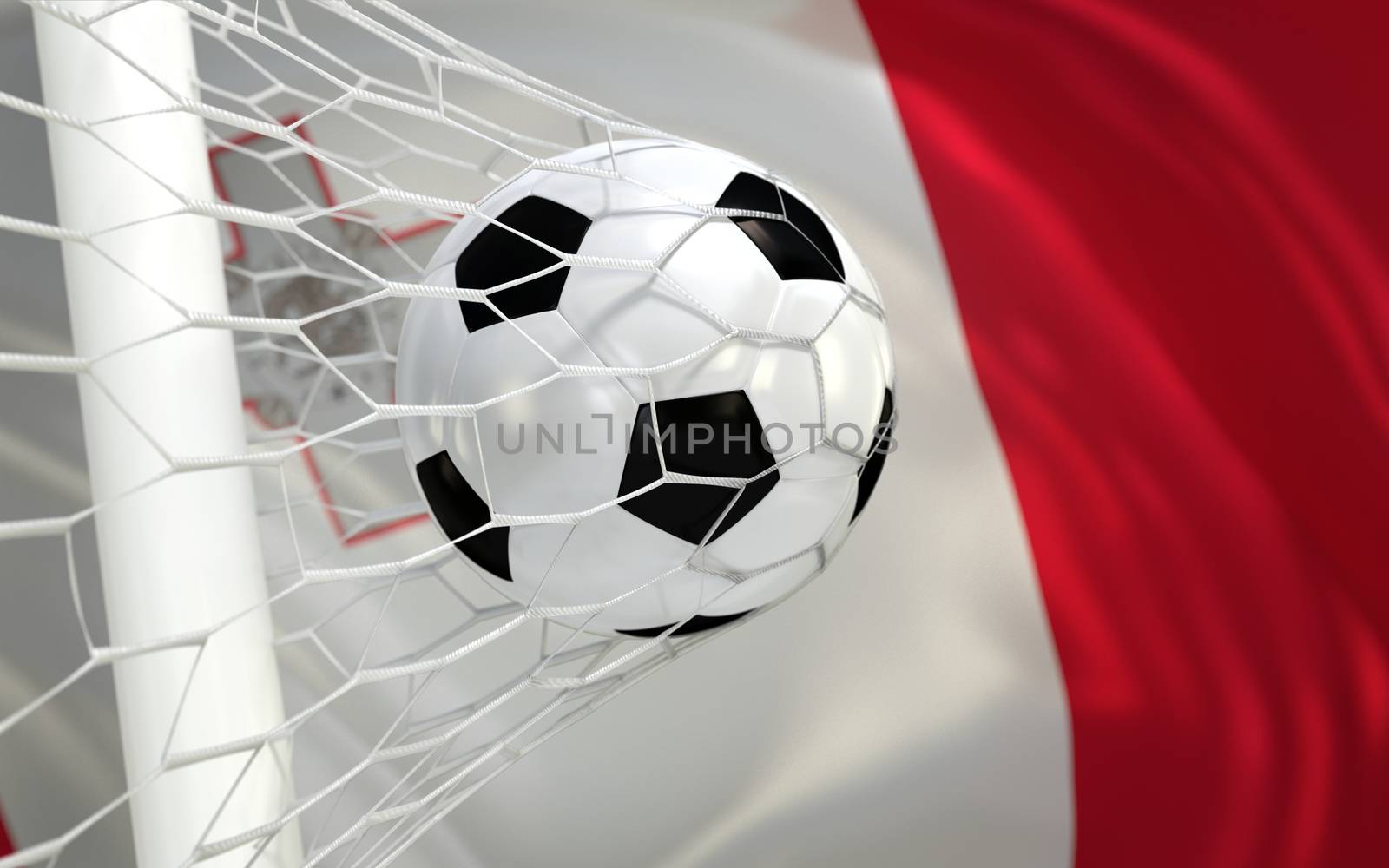 Flag of Malta and soccer ball in goal net by Barbraford