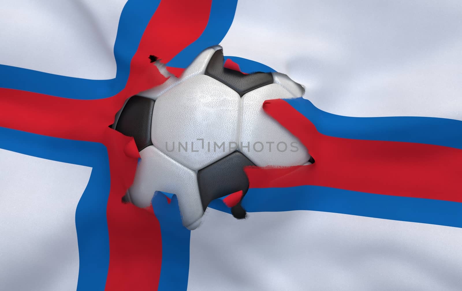 The hole in the flag of Faroe Islands and soccer ball by Barbraford