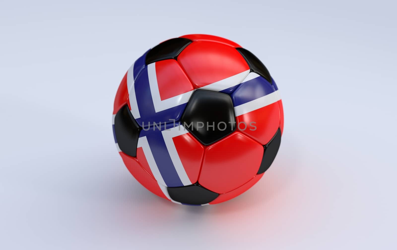 Norway flag on soccer, football ball on white background